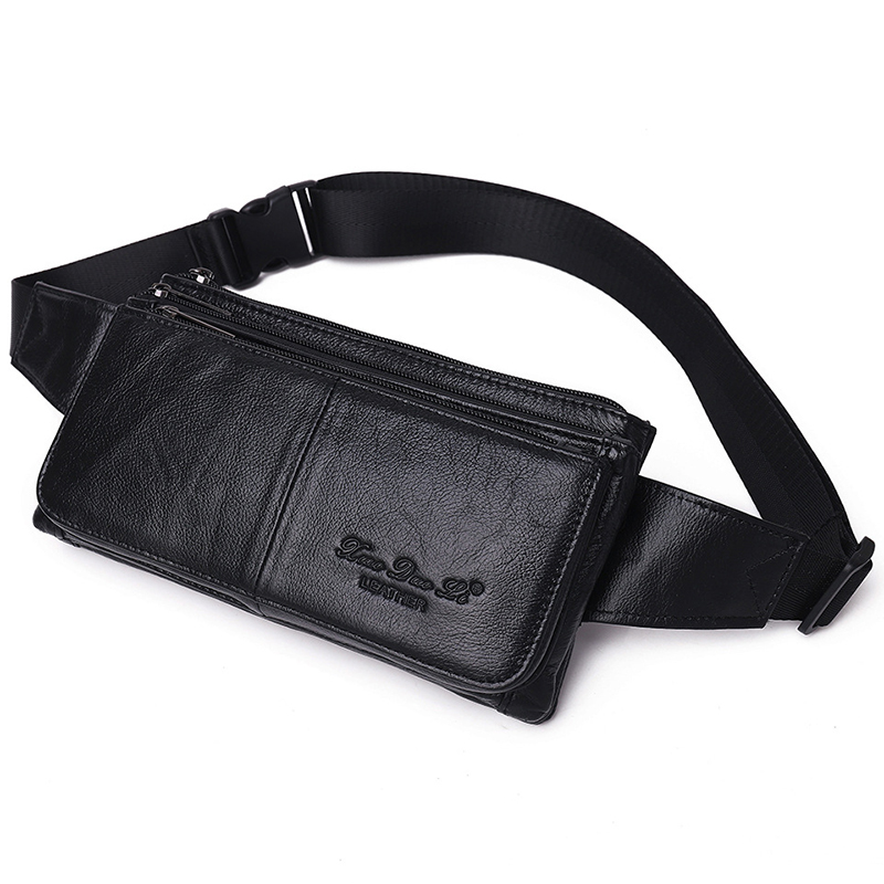 Travel Accessories Leather - Męska saszetka biodrowa na pas, skórzana