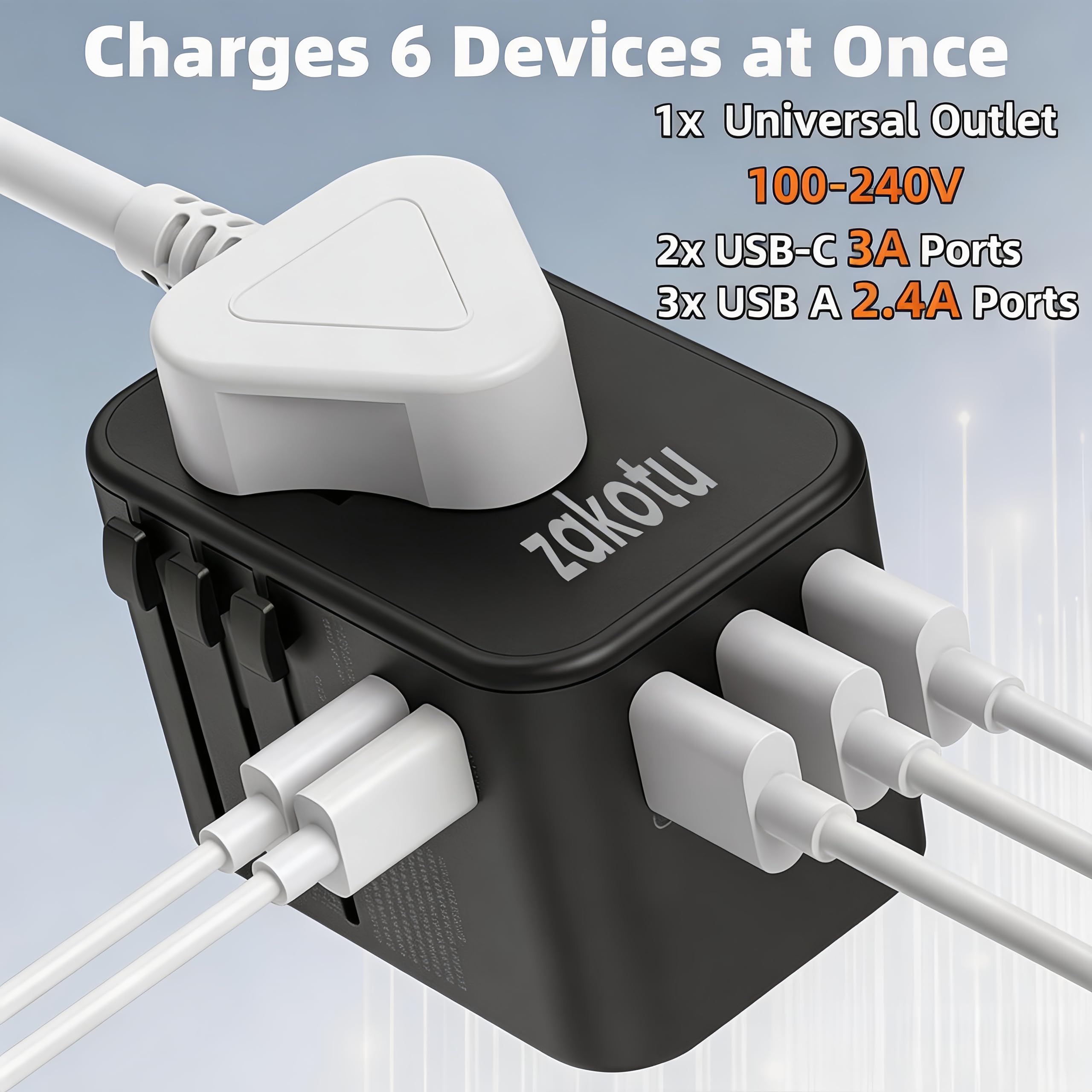 Travel Accessories For Europe - Uniwersalny adapter podróżny 35W z szybkim
