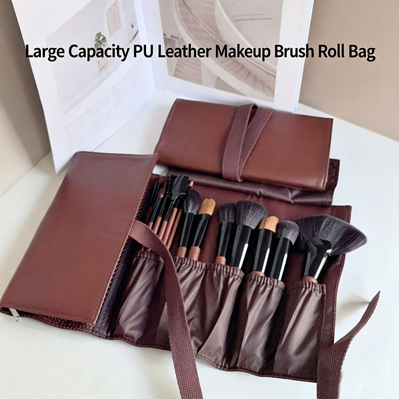 Travel Accessories Leather - Skórzana kosmetyczka na pędzle do makijażu,