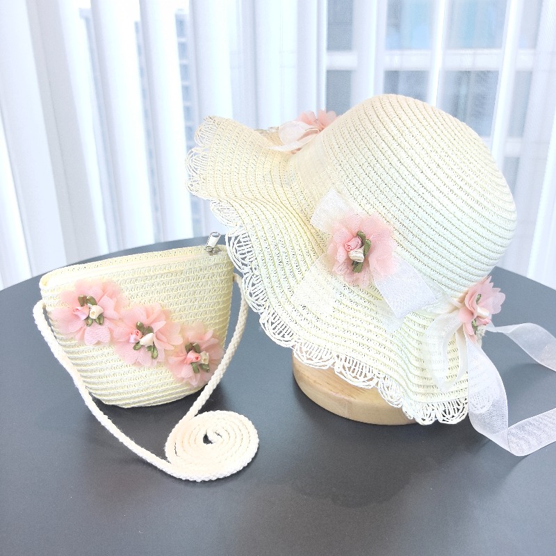 Travel Accessories For 10 Year Old Girl - Dziewczęcy kapelusz słomkowy 2-częściowy, jednolity kolor,